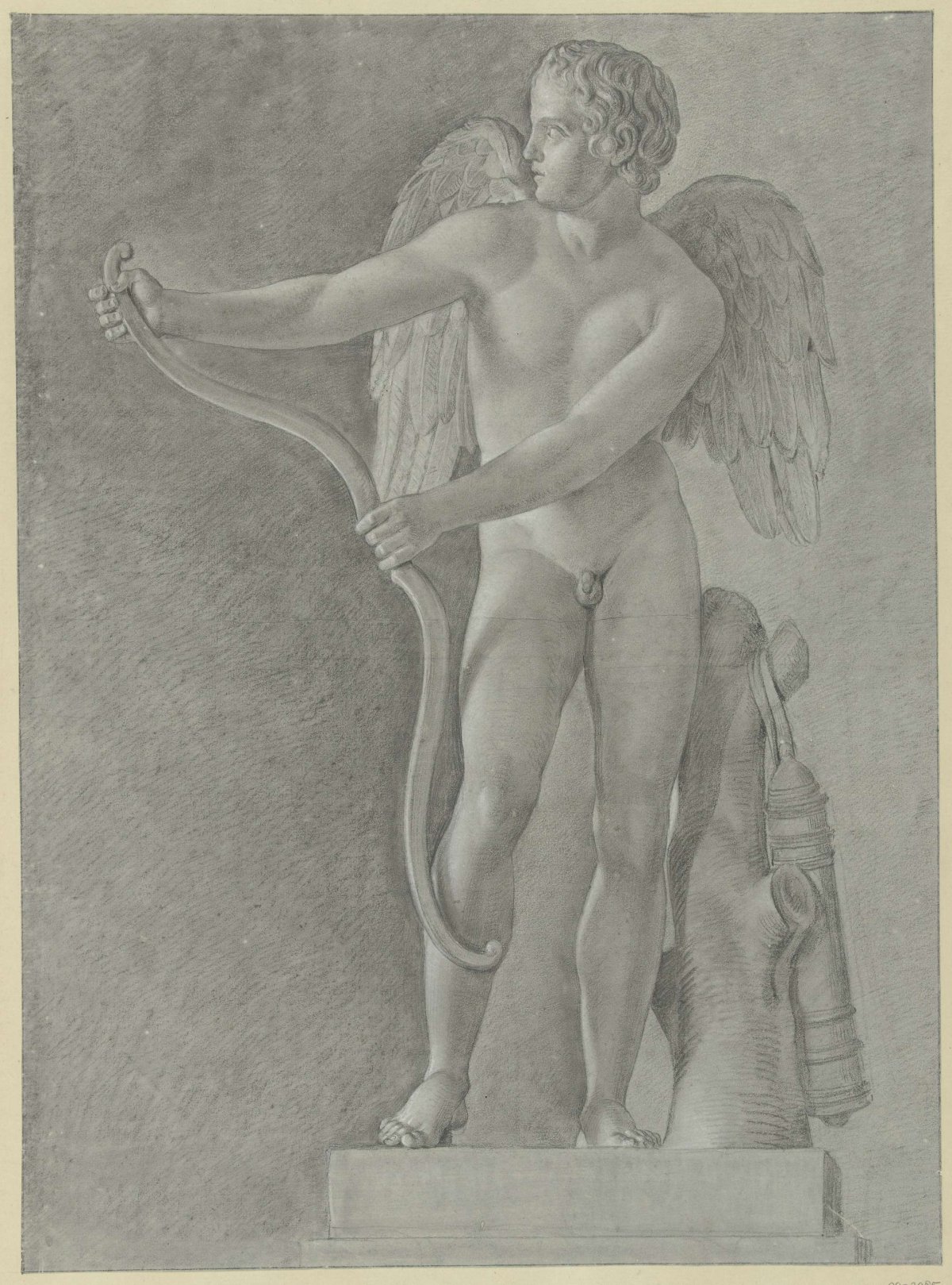 Study of a statue of Cupid stretching his bow, Jean Grandjean, 1765 - 1781