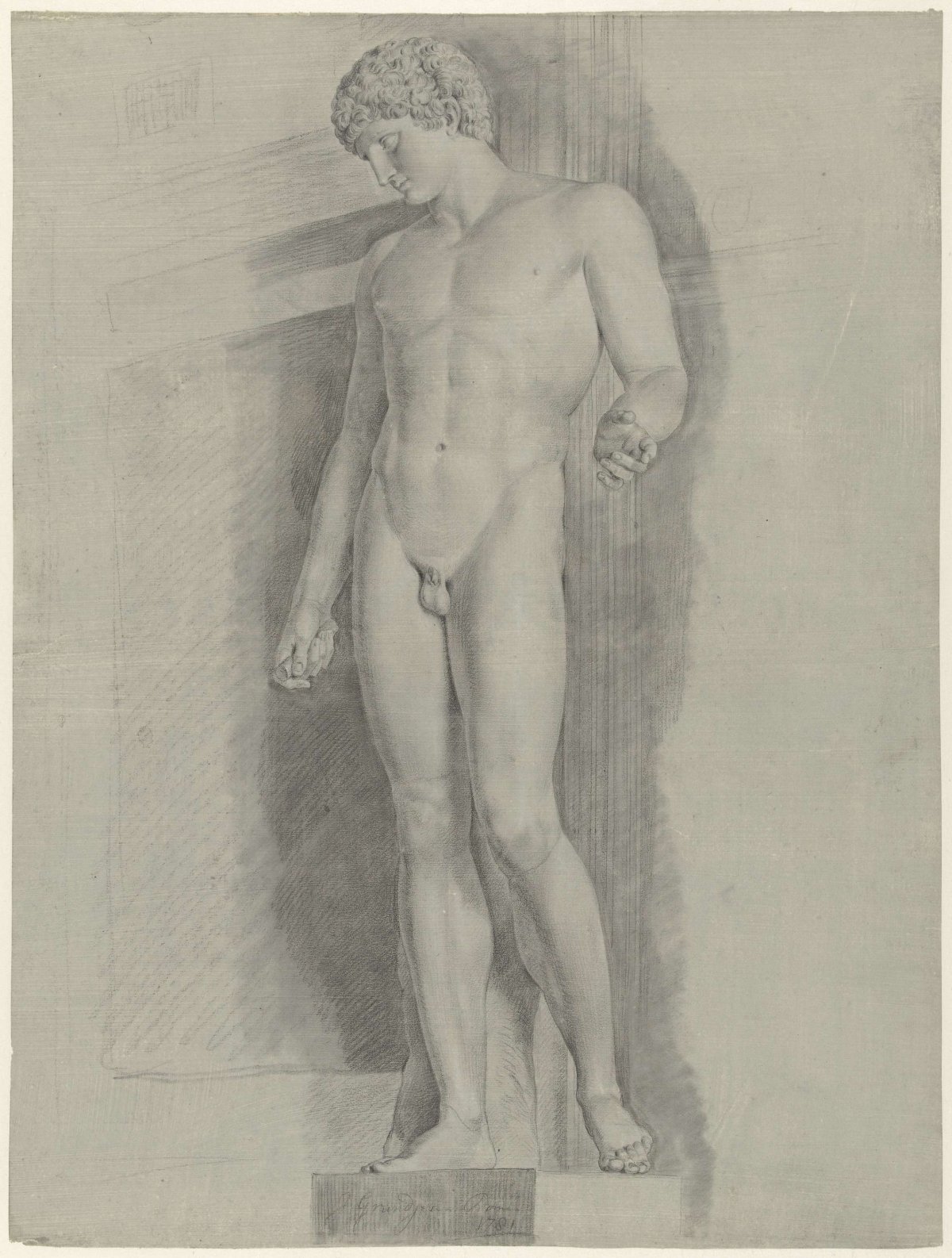 Study of the statue called the Albani Antinous, Jean Grandjean, 1781