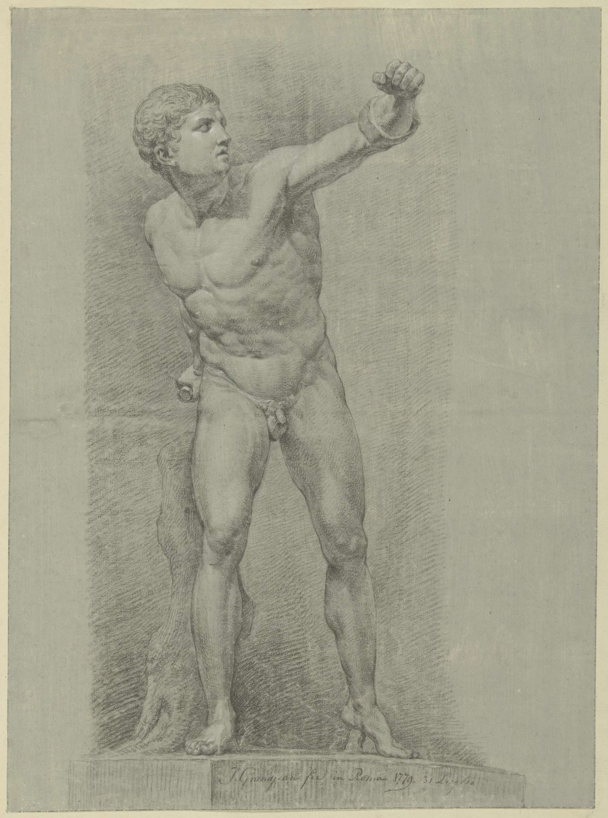 Study of the statue of a boxer, Jean Grandjean, 1779