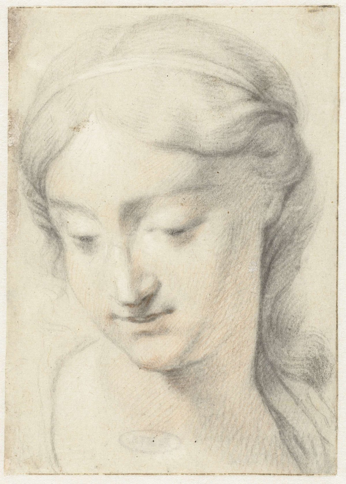 Head of a woman with a hair band, David van der Plas, 1657 - 1704