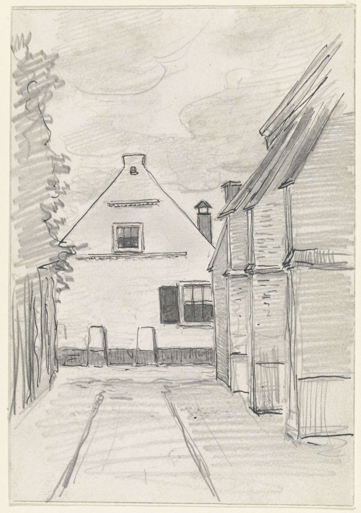 View through a street of a house, Jan van Essen, 1864 - 1936
