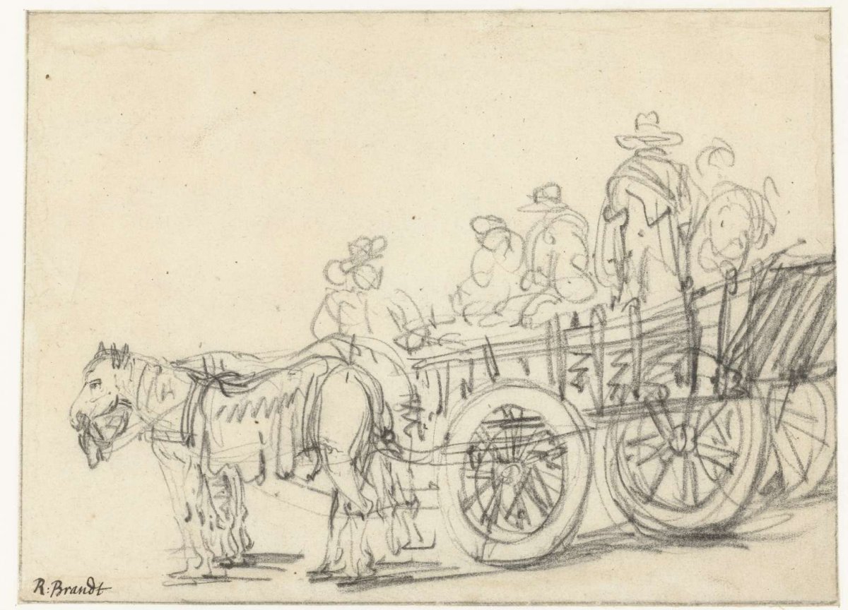 Stilstaande boerenwagen, anonymous, 1600 - 1699