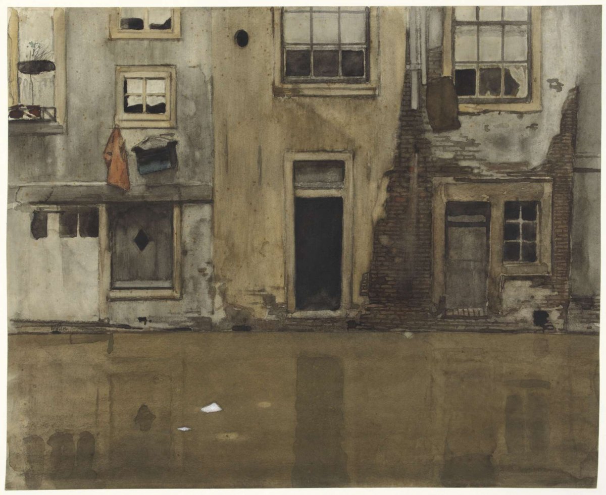 Houses on a canal, Willem Witsen, c. 1870 - c. 1923