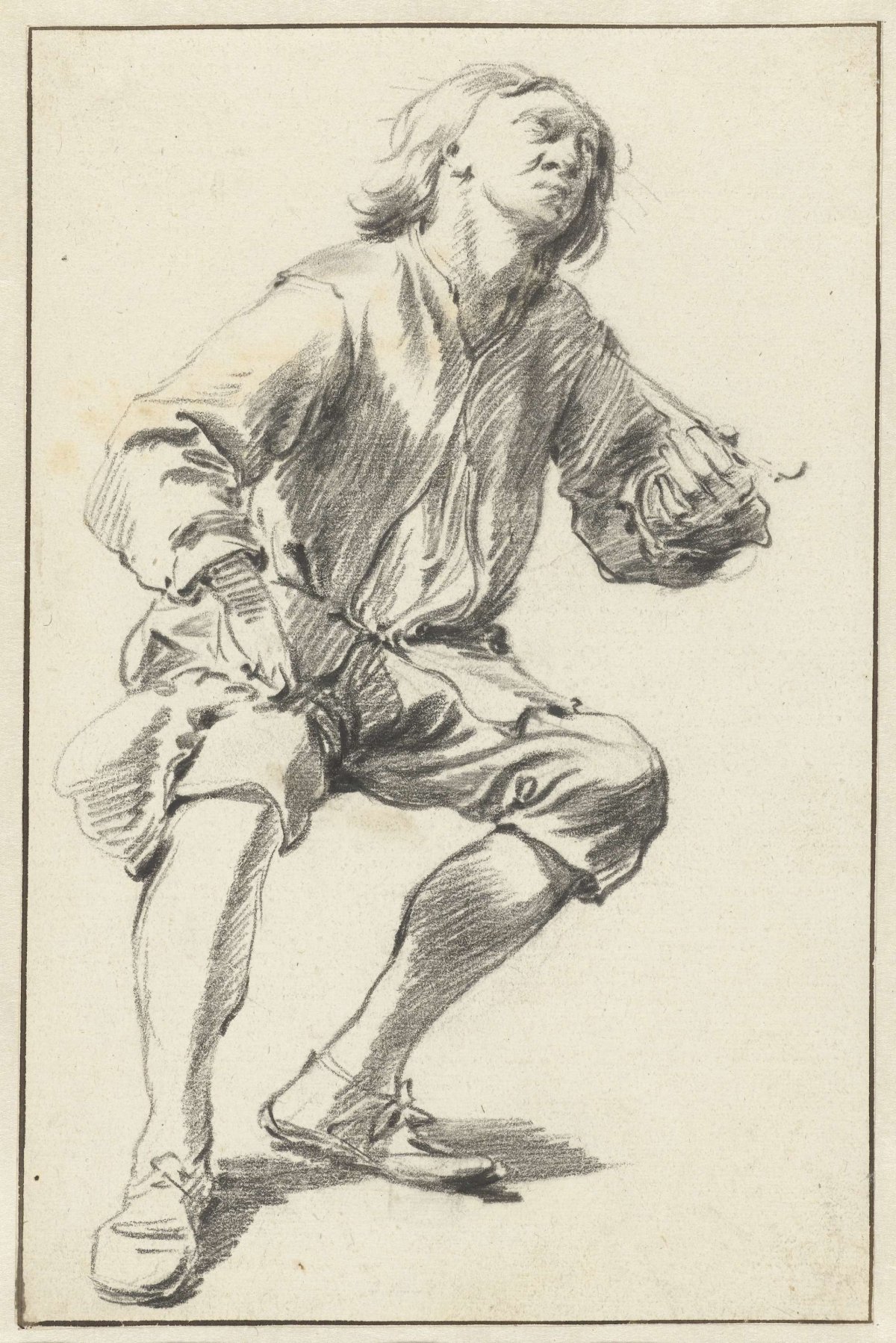 Seated man smoking a pipe, anonymous, 1600 - 1699