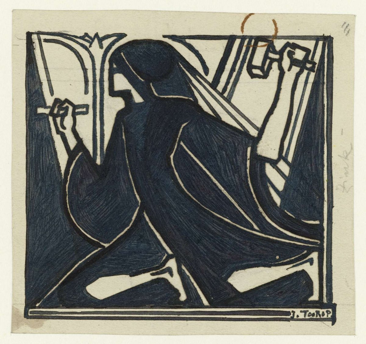 Kneeling figure with hammer and chisel, Jan Toorop, 1868 - 1928