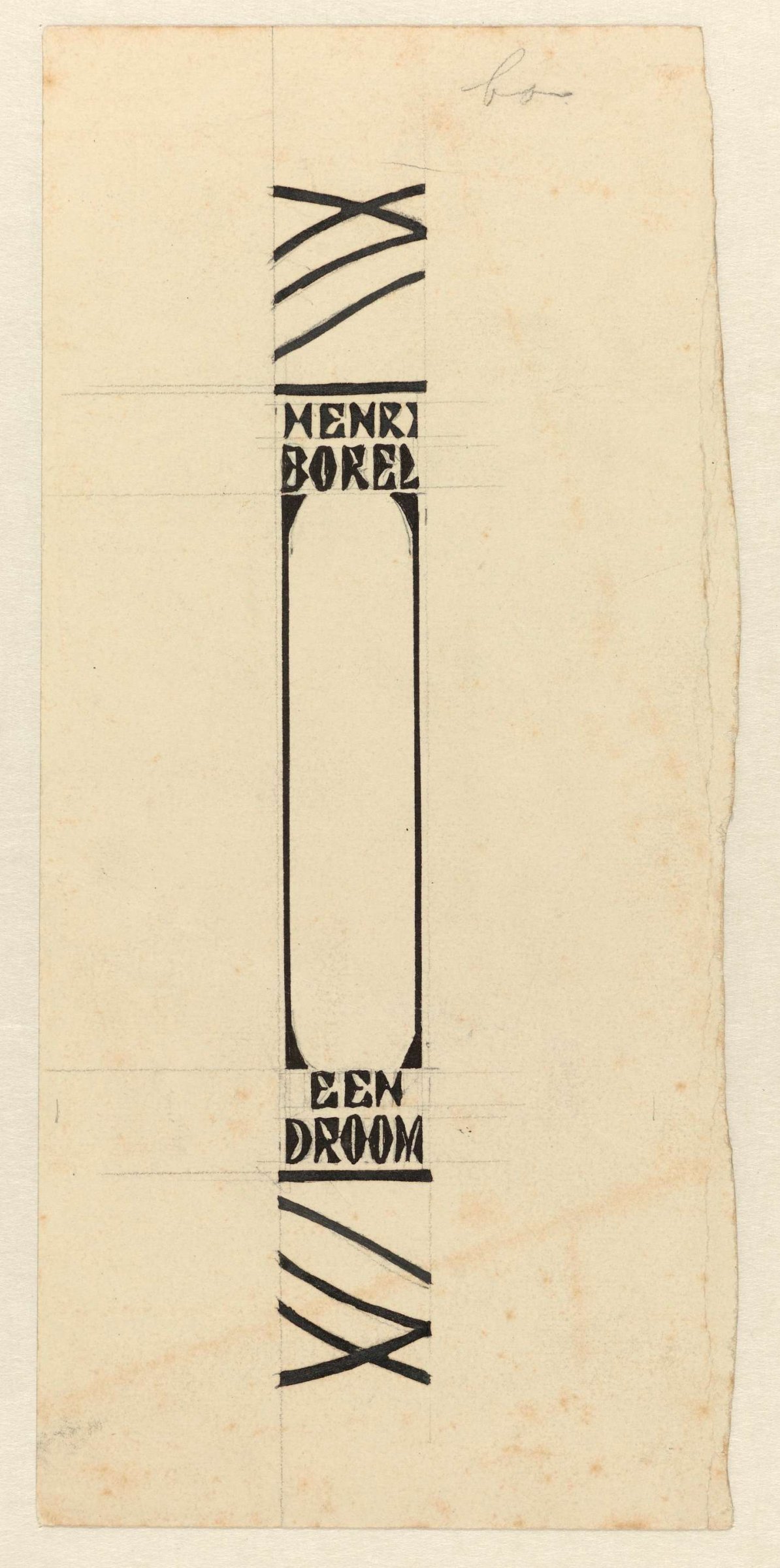 Book spine design for: Henri Borel, A Dream, 1899, Jan Toorop, in or before 1899