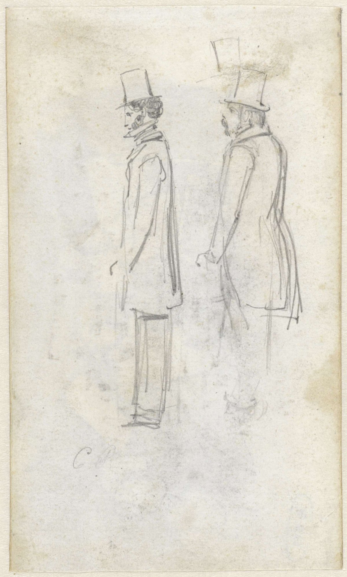 Sketch of two men, Charles Rochussen, 1824 - 1894