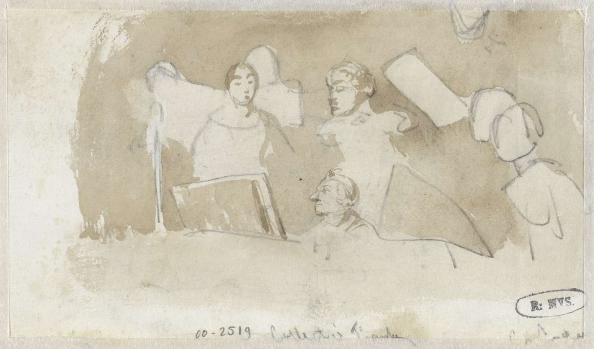 Sketch of group of singing people, Charles Rochussen, 1824 - 1894