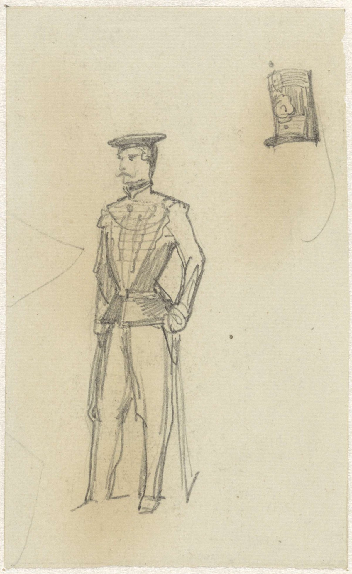 Sketch of man in costume, Charles Rochussen, 1824 - 1894