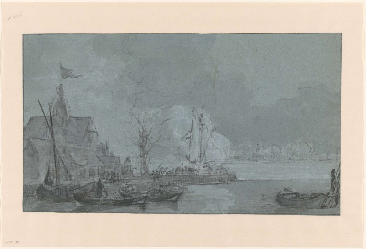 Last shot from Dordrecht to the French at Papendrecht, 1813, Johannes Christiaan Schotel, 1813 - 1838