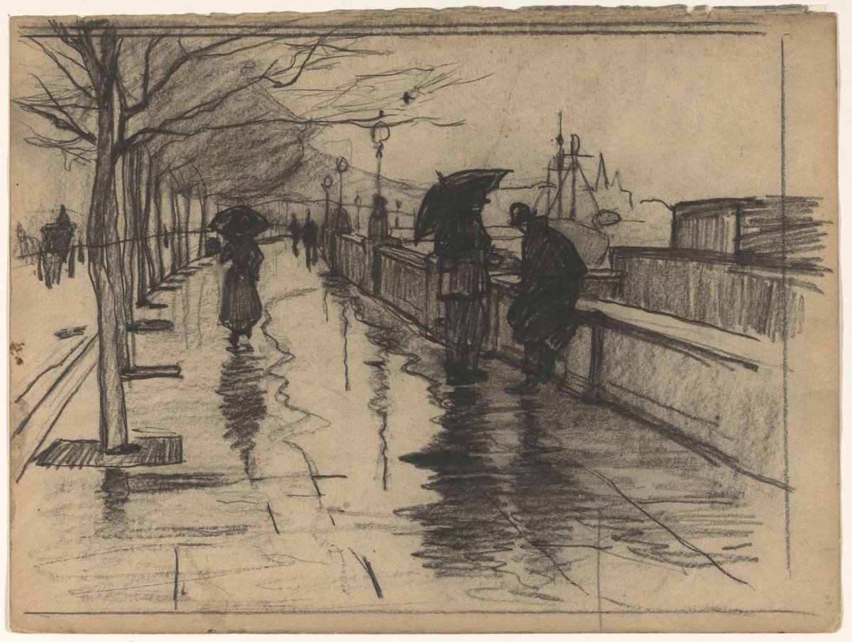 Regen, Thames Embarkment te Londen, Willem Witsen, 1870 - 1923