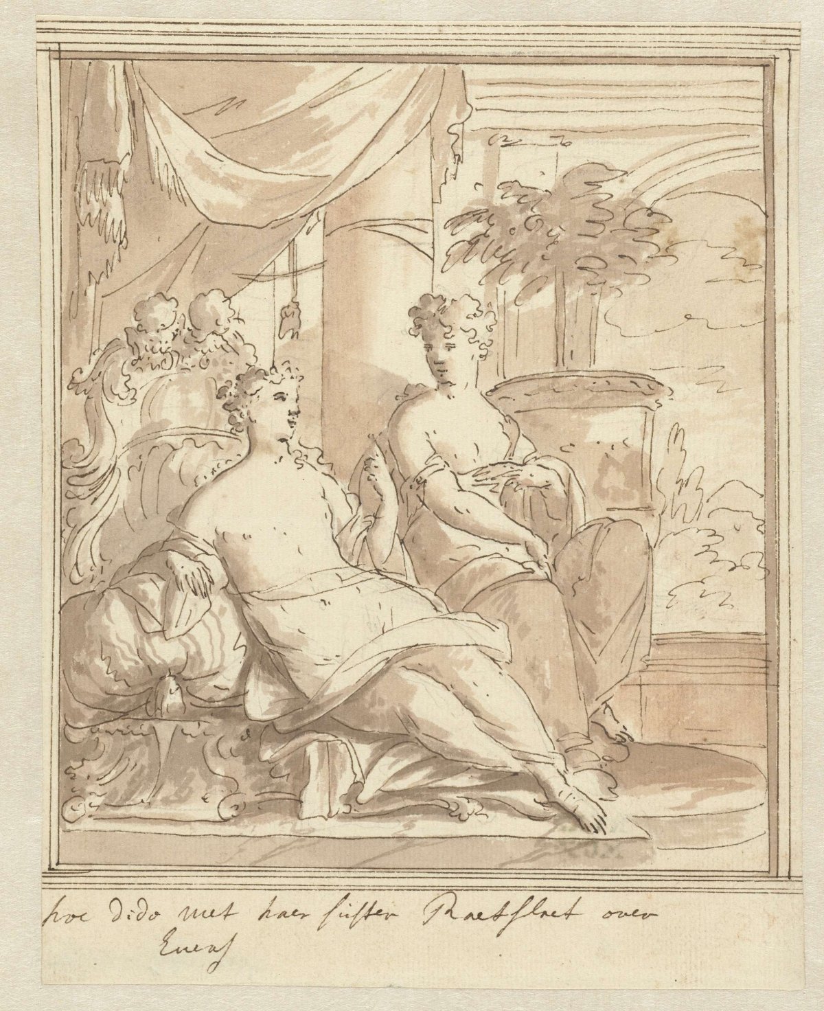 Dido speaks to her sister Anna about Aeneas, Mattheus Terwesten, 1600 - 1604