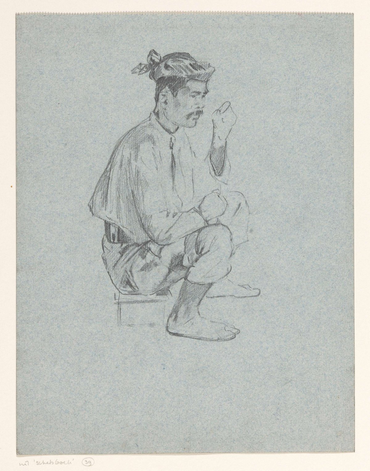 Seated Indonesian man, possibly Amit, Willem Witsen, 1920 - 1921