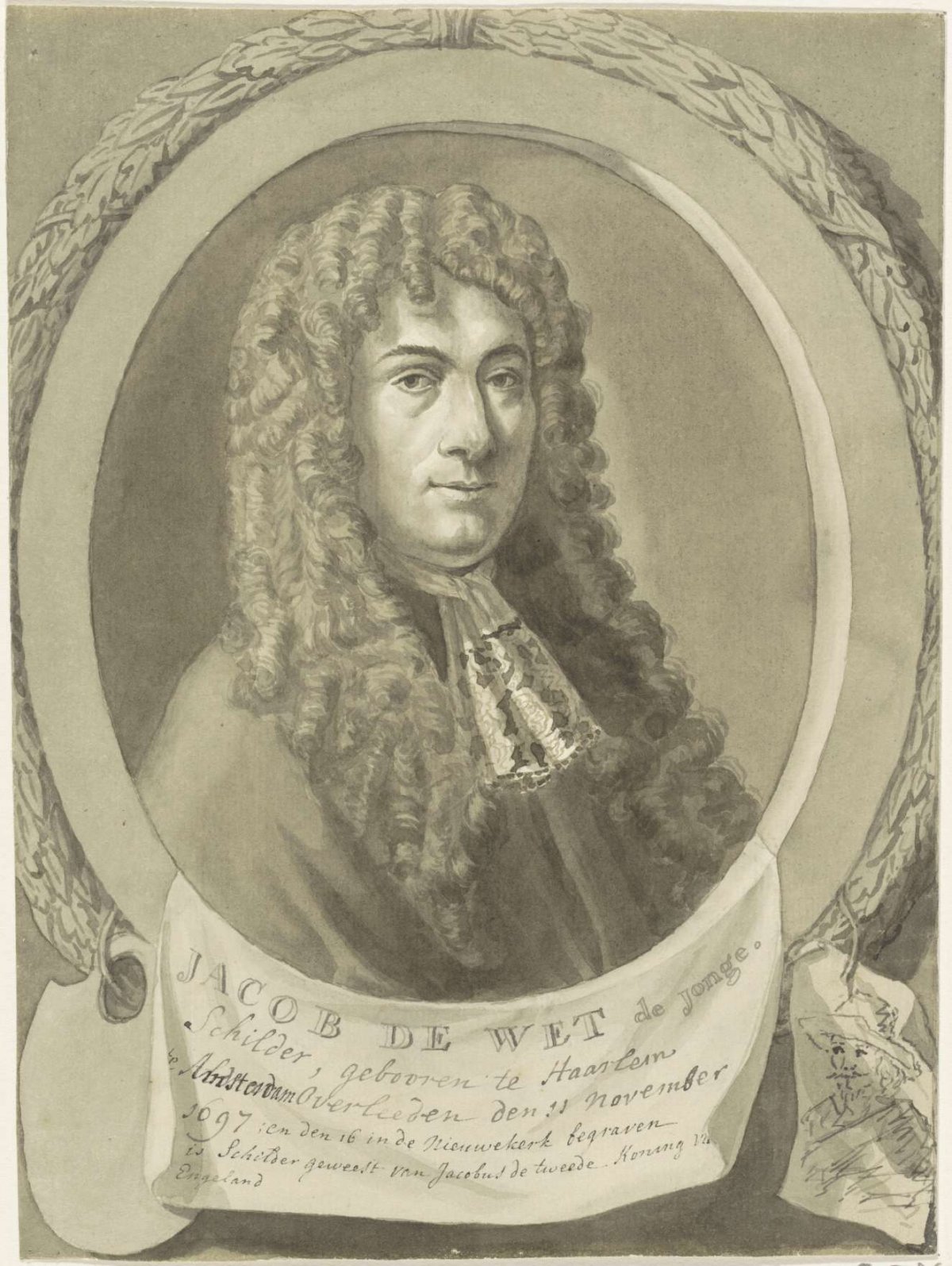 Portrait of the painter Jacob de Wet (the Younger), anonymous, 1640 - 1697