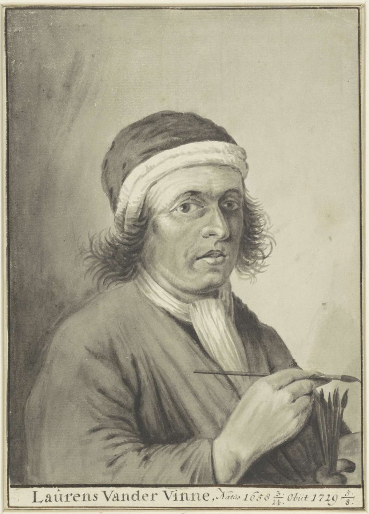 Portrait of the painter Laurens Vincentsz. van der Vinne, anonymous, c. 1668 - c. 1779