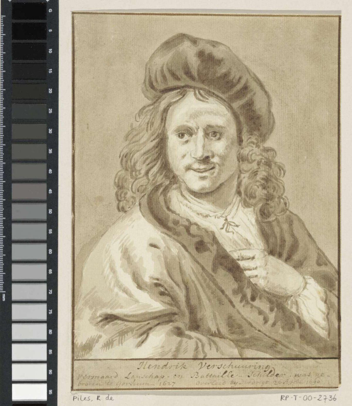 Portrait of the painter Hendrik Verschuring, anonymous, 1766