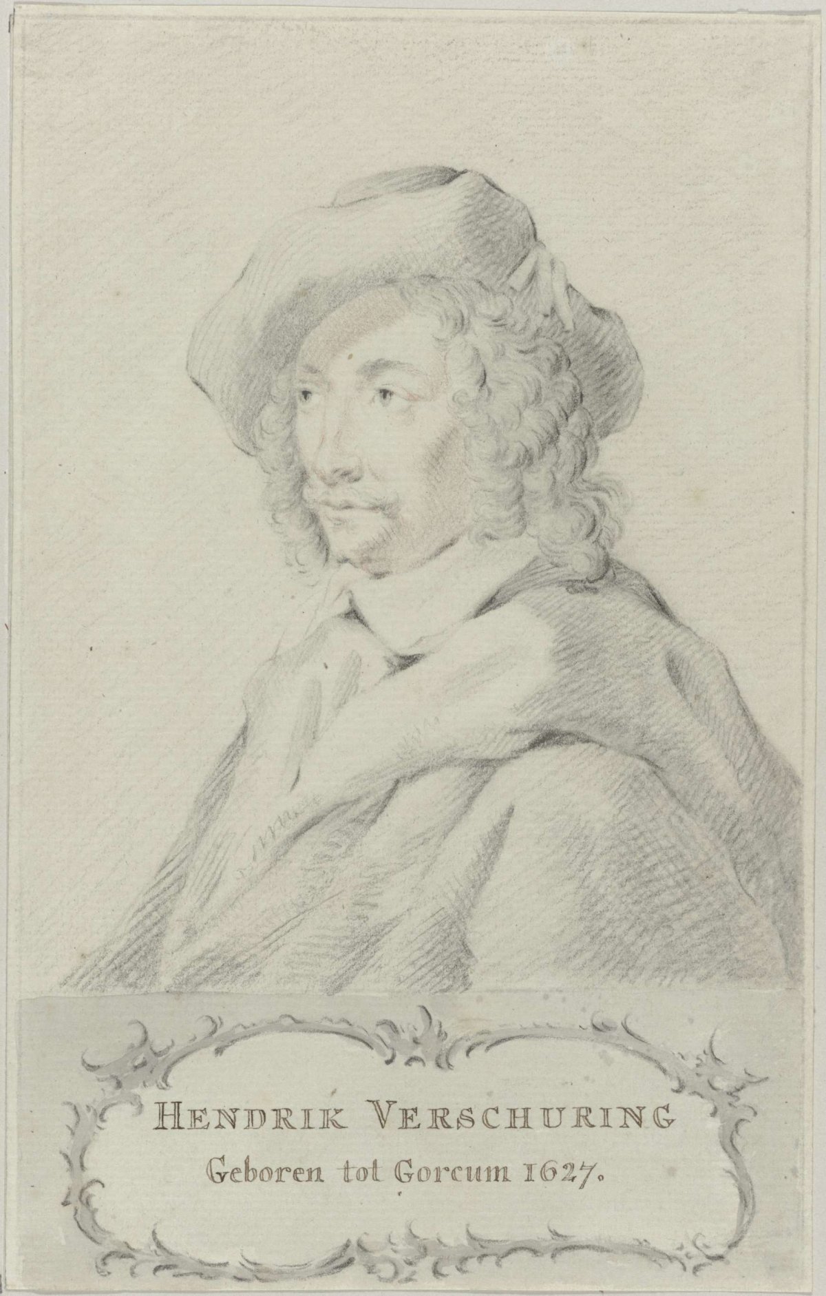 Portrait of the painter Hendrik Verschuring, anonymous, 1627 - 1690