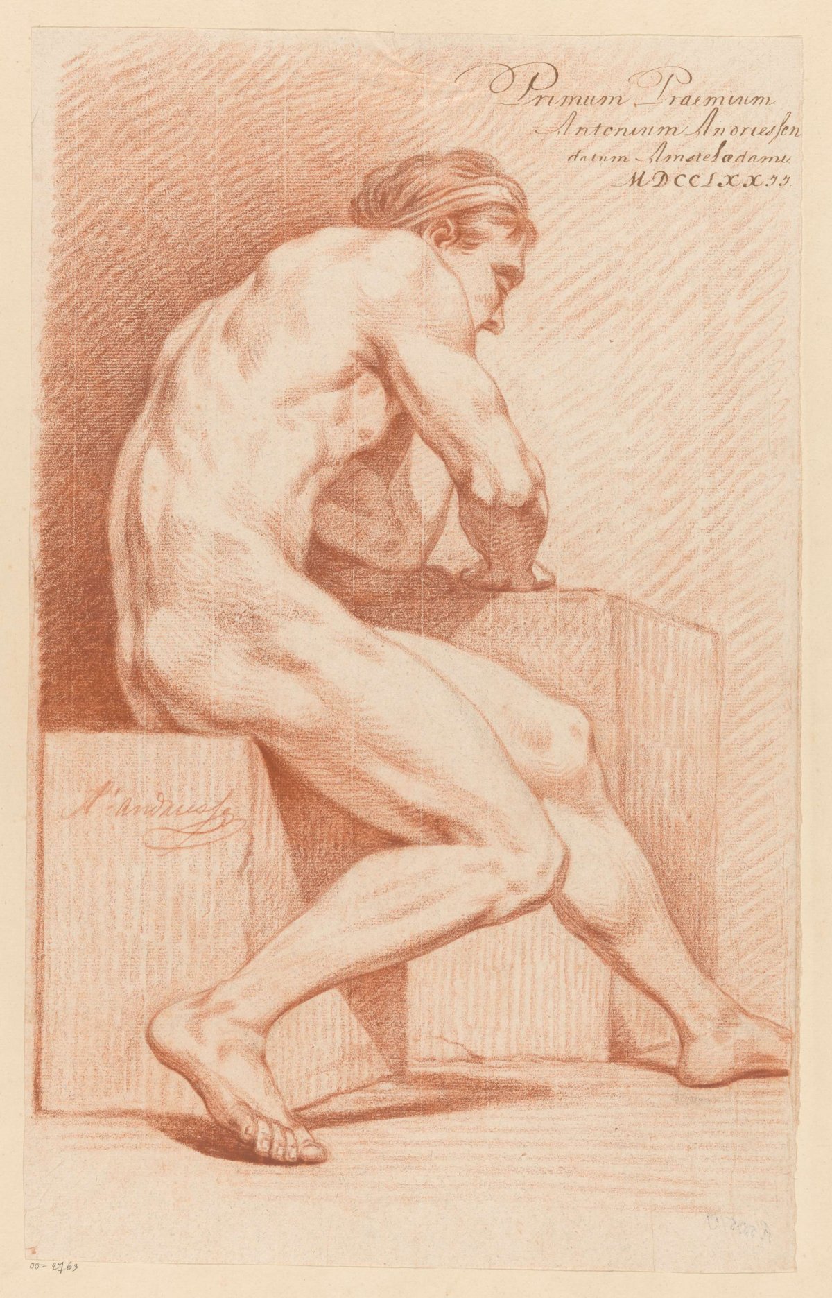 Seated male nude, side view (1st prize 1772), Anthony Andriessen, 1772