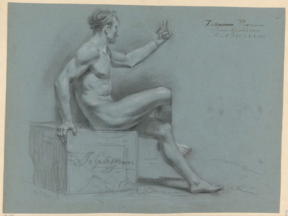 Seated male nude, side view (3rd prize 1774), Jean Grandjean, 1774