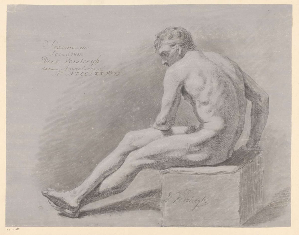 Seated male nude, side view (2nd prize 1778), Dirk Versteegh, 1778