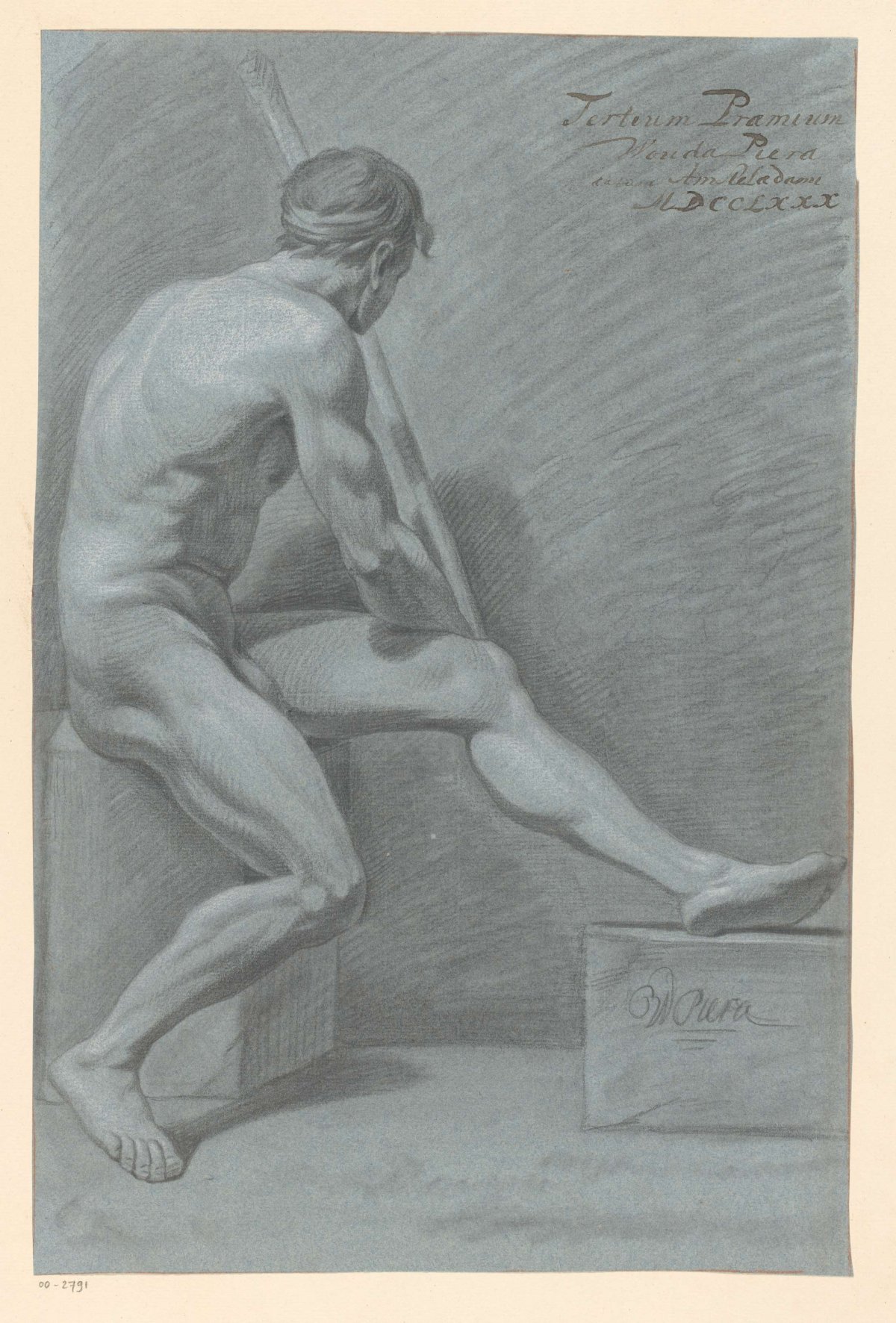Seated male nude, side view (3rd prize 1780), Wouda Piera, 1780
