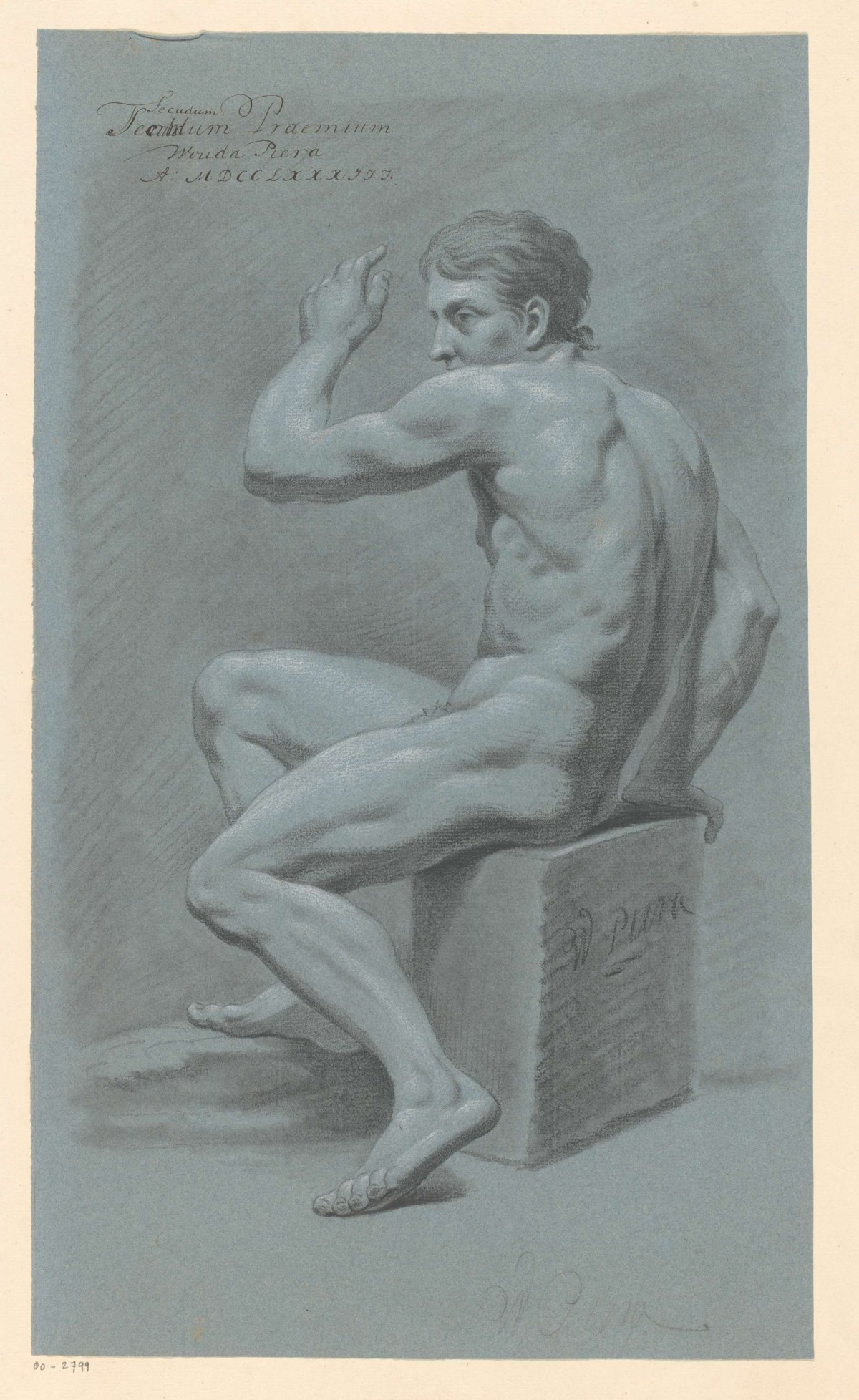 Seated male nude, seen from behind (2nd prize 1783), Wouda Piera, 1783