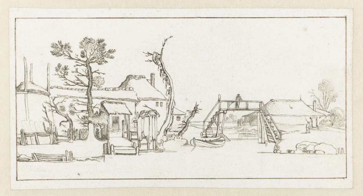 Farmhouse on a canal near Haarlem, anonymous, 1615 - 1680