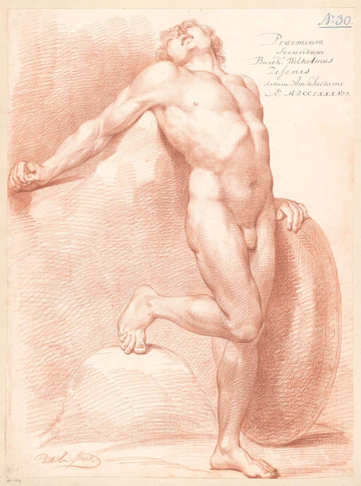 Standing male nude, viewed from the front, Bartholomeus Ziesenis, 1787