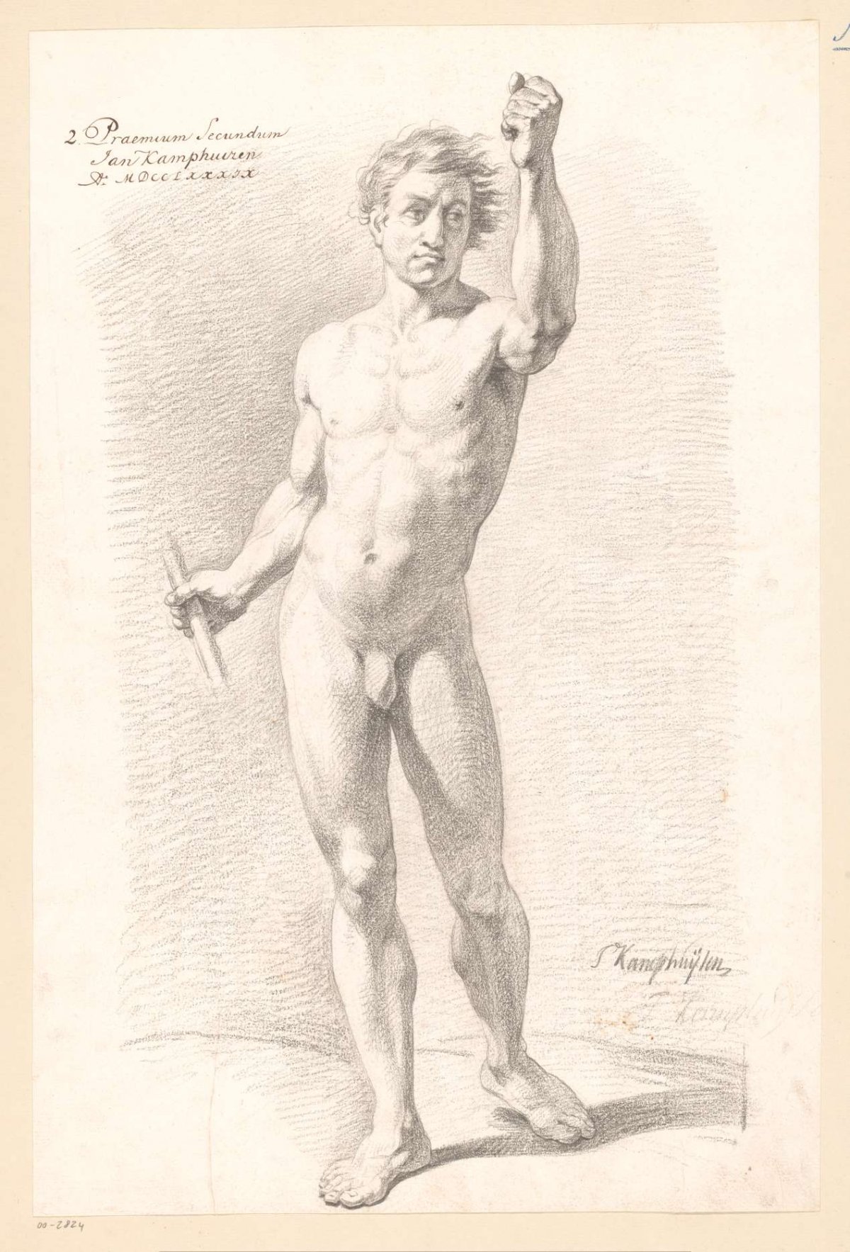 Standing male nude, front view (2nd prize 1789), Jan Kamphuijsen, 1789