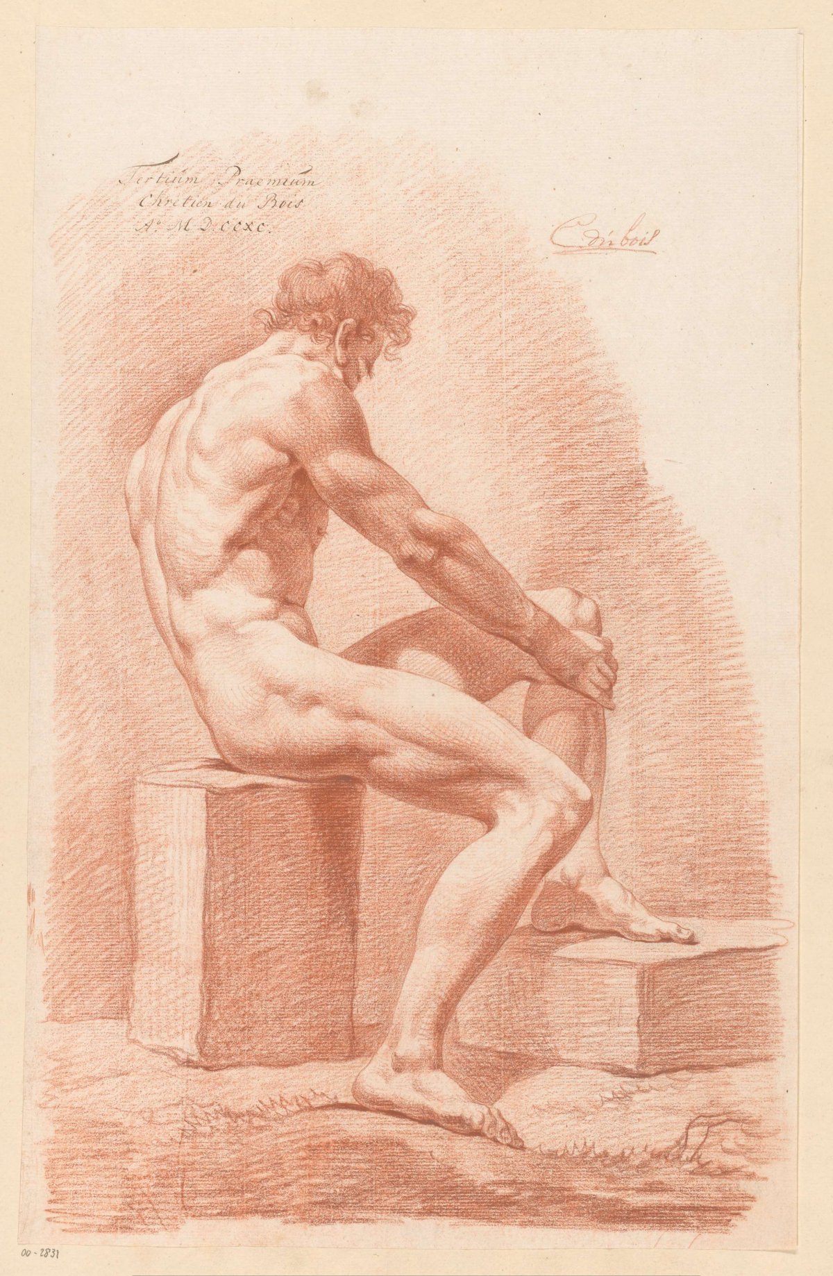 Seated male nude, side view (3rd prize 1790), Chrétien Dubois, 1790