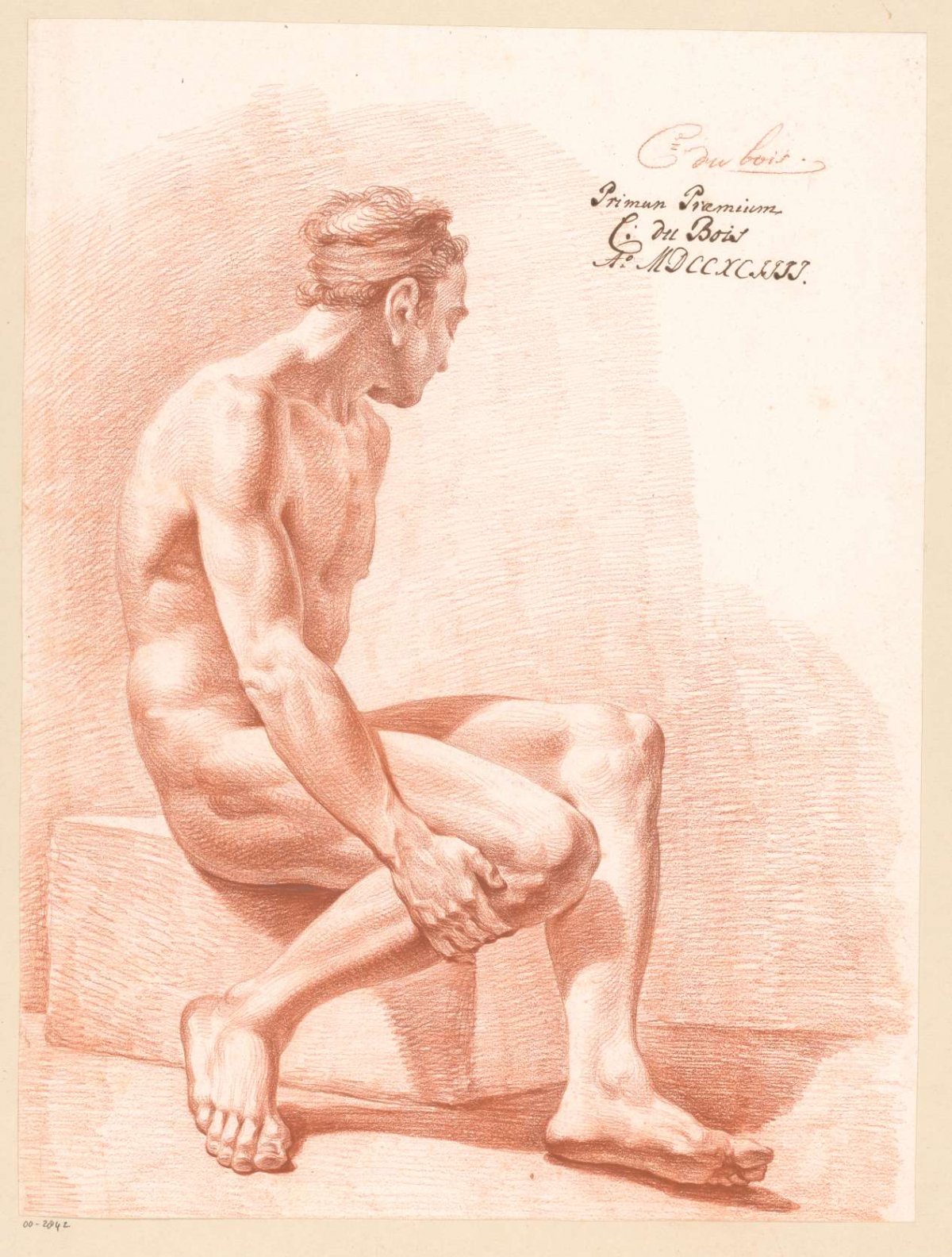 Seated male nude, side view (1st prize 1794), Chrétien Dubois, 1794