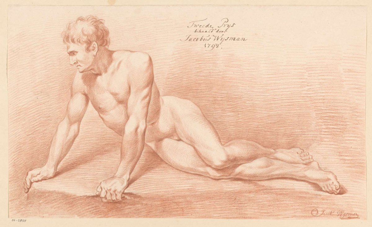 Seated male nude, front view (2nd prize 1798), Jacobus Wijsman, 1798