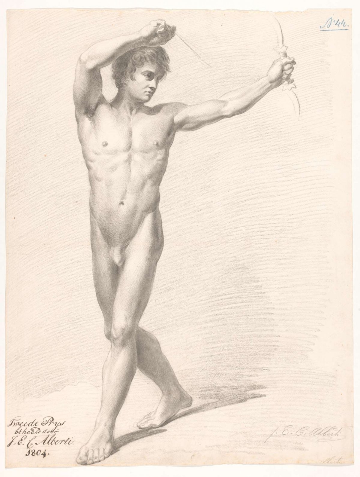 Standing male nude, front view (2nd prize 1804), Joannes Echarius Carolus Alberti, 1804