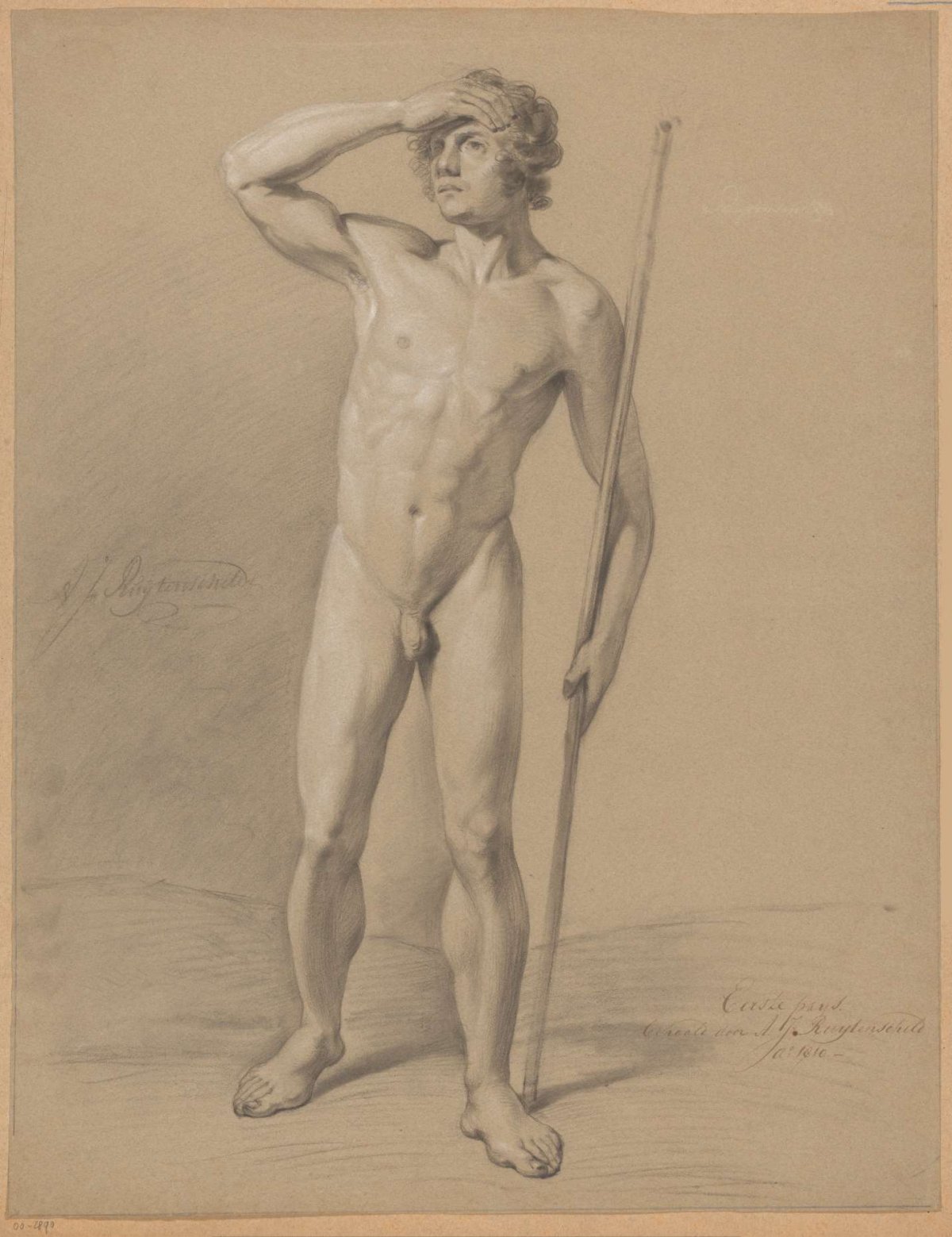 Standing male nude, front view (1st prize 1810), Abraham Johannes Ruytenschildt, 1810