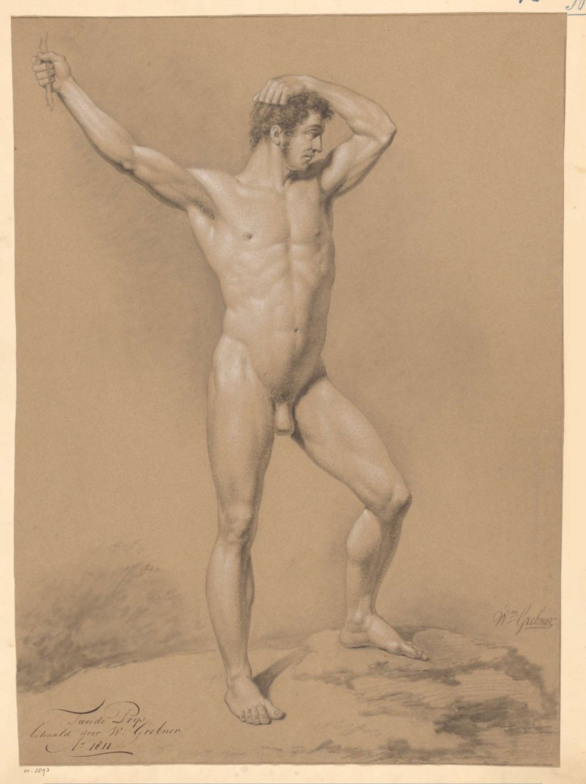 Standing male nude, front view (2nd prize 1811), Willem Grebner, 1811