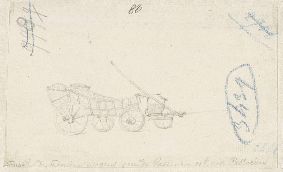 Car in Germany for transportation of luggage and passengers, Aert Schouman, 1720 - 1792