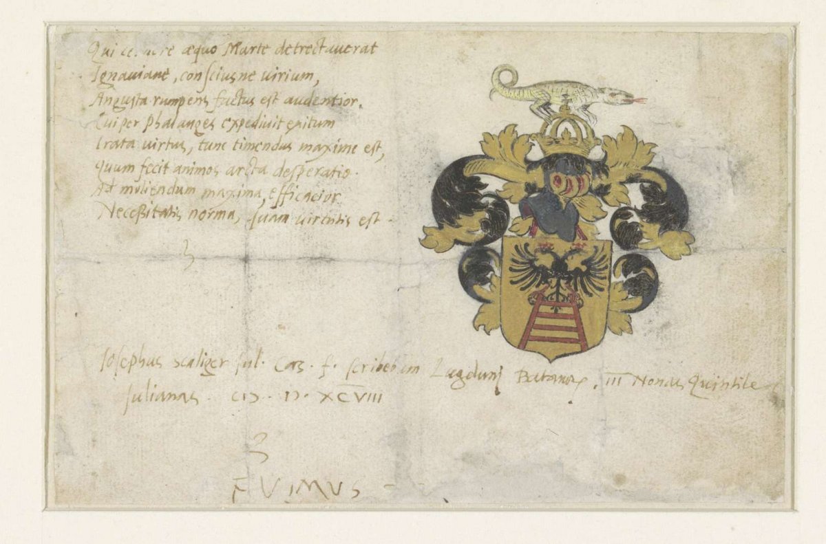 Coat of arms of Josephus Justus Scaliger, anonymous, 1598