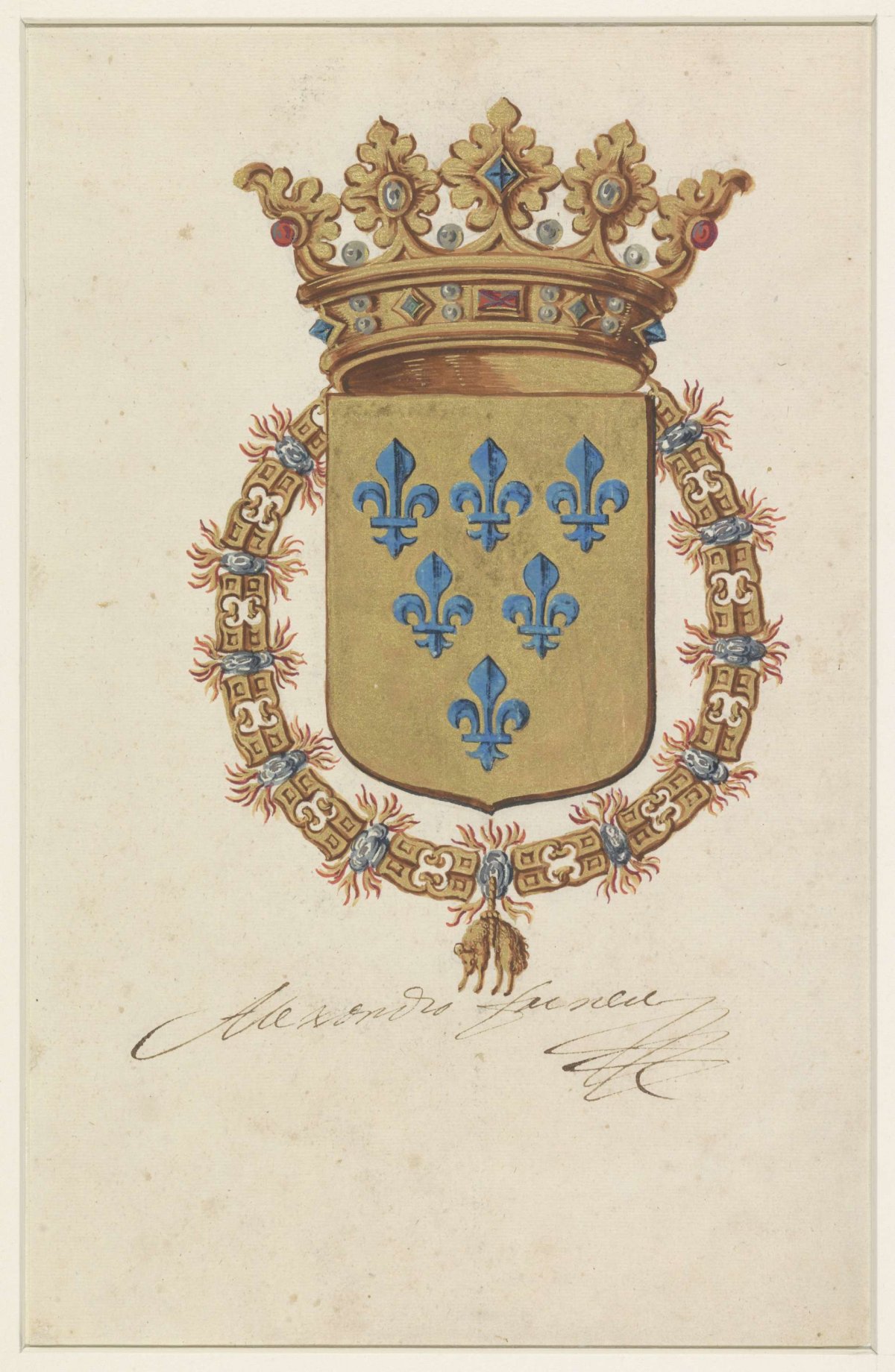 Coat of arms of Alessandro Farnese, Governor of the Netherlands and Duke of Parma and Piacenza, anonymous, 1650 - 1699