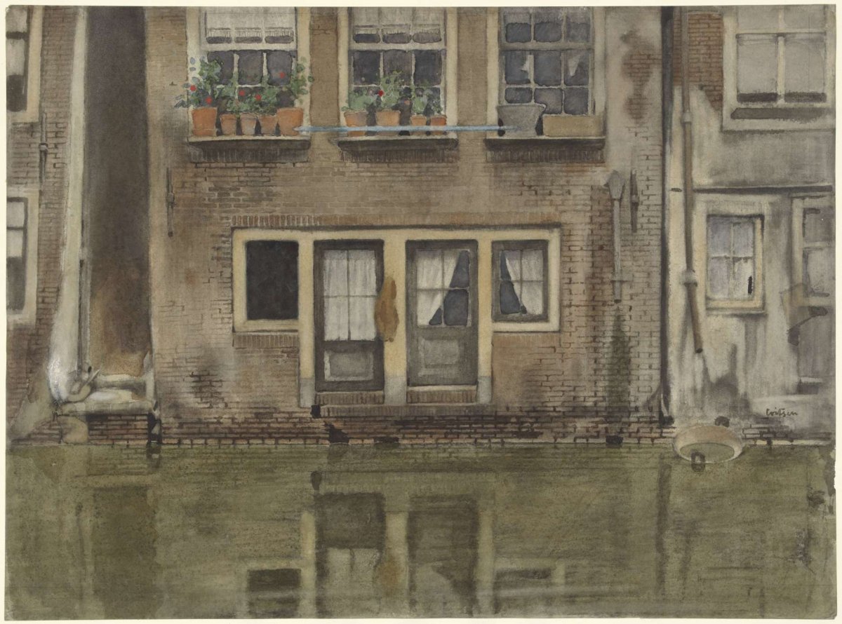 Houses on a canal in Amsterdam, Willem Witsen, 1870 - 1923