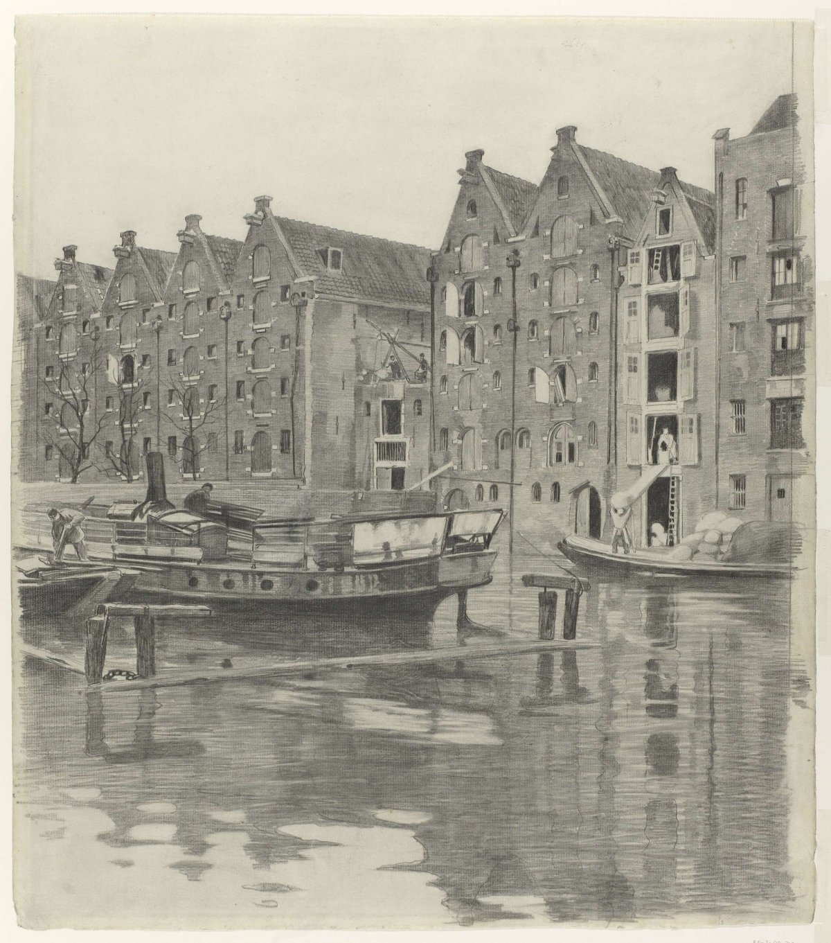 Warehouses on a canal, Willem Witsen, 1870 - 1923