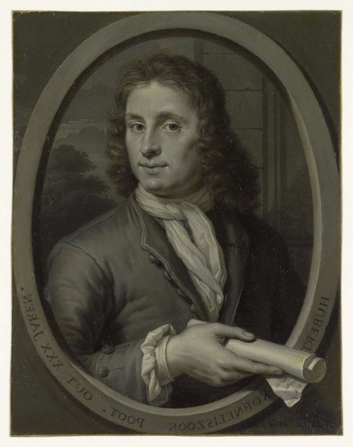 Portrait of the writer Hubertus Kornelisz. Poot, Thomas van der Wilt, 1669 - 1733