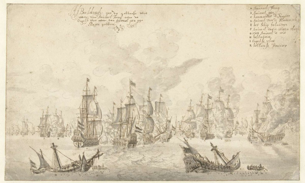 Dutch fleet at the battle of Terheide, 1653, Jan Abrahamsz. Beerstraten, 1653 - 1666