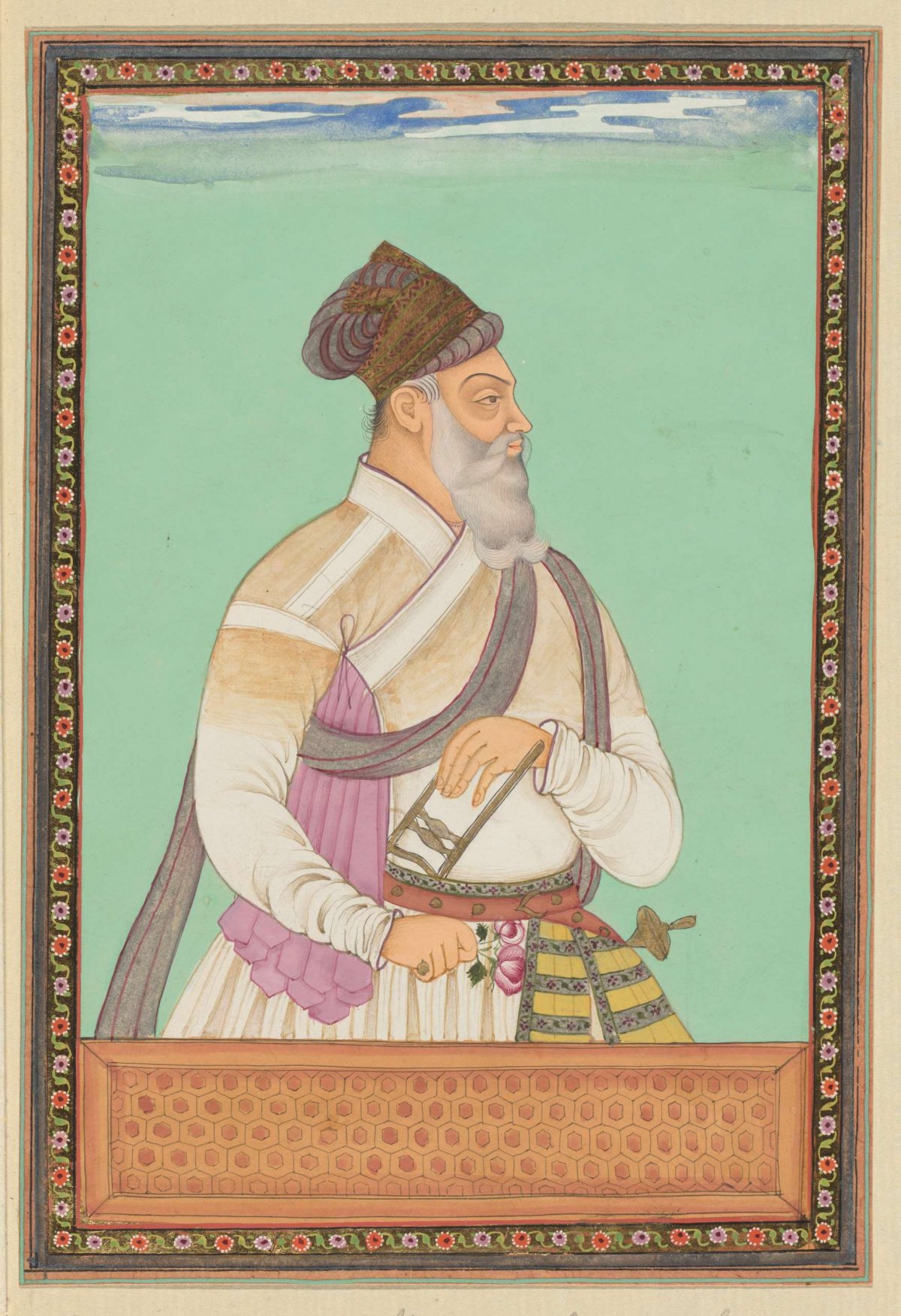 Portrait of Mirza Ilich Khan, who was vizier of Aurangzeb, anonymous, c. 1686