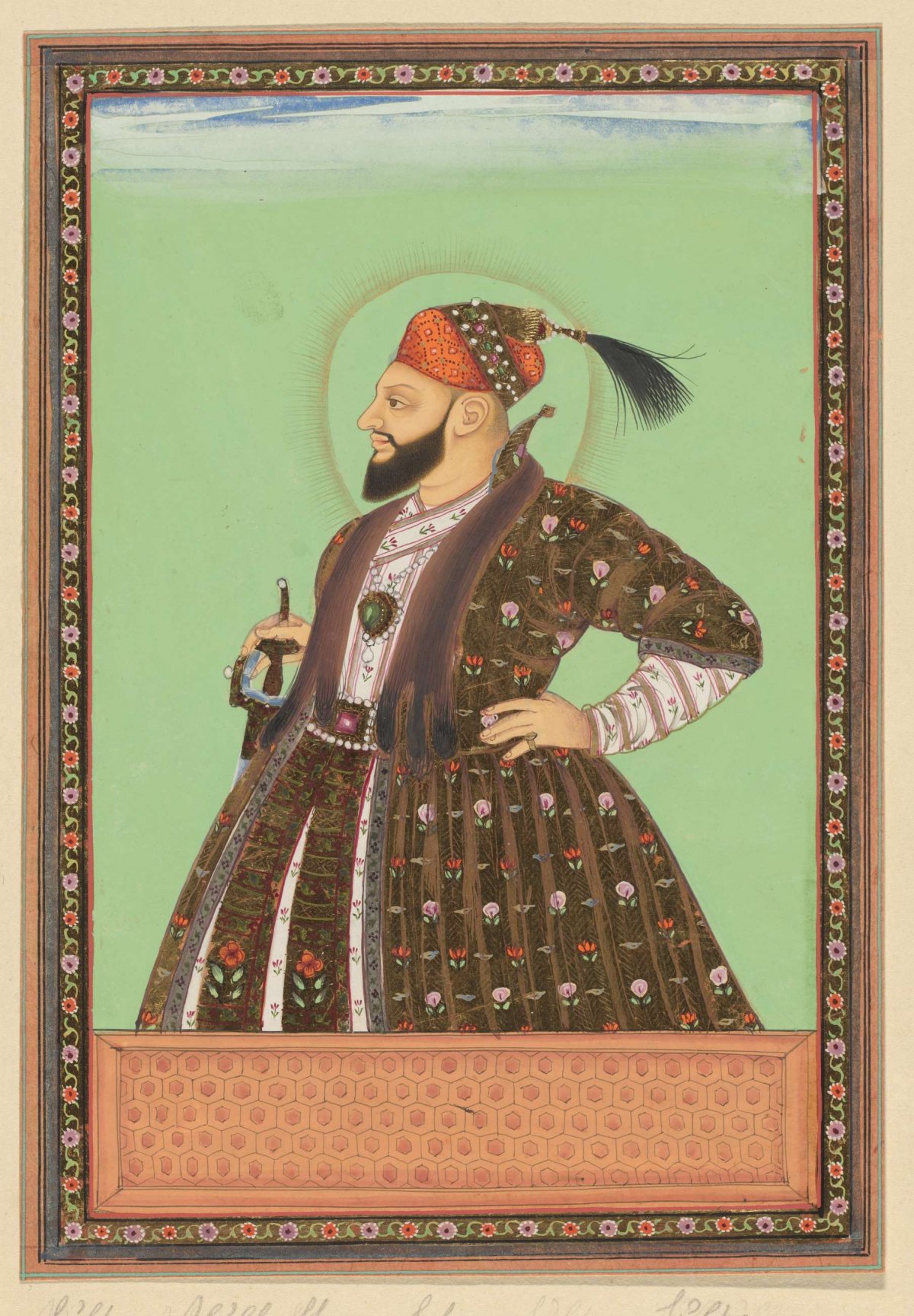 Portrait of Sultan Abul Hasan, the son-in-law of Sultan Abdullah; Abul Hasan's father was the son-in-law of Ibrahim Padshah, anonymous, c. 1686