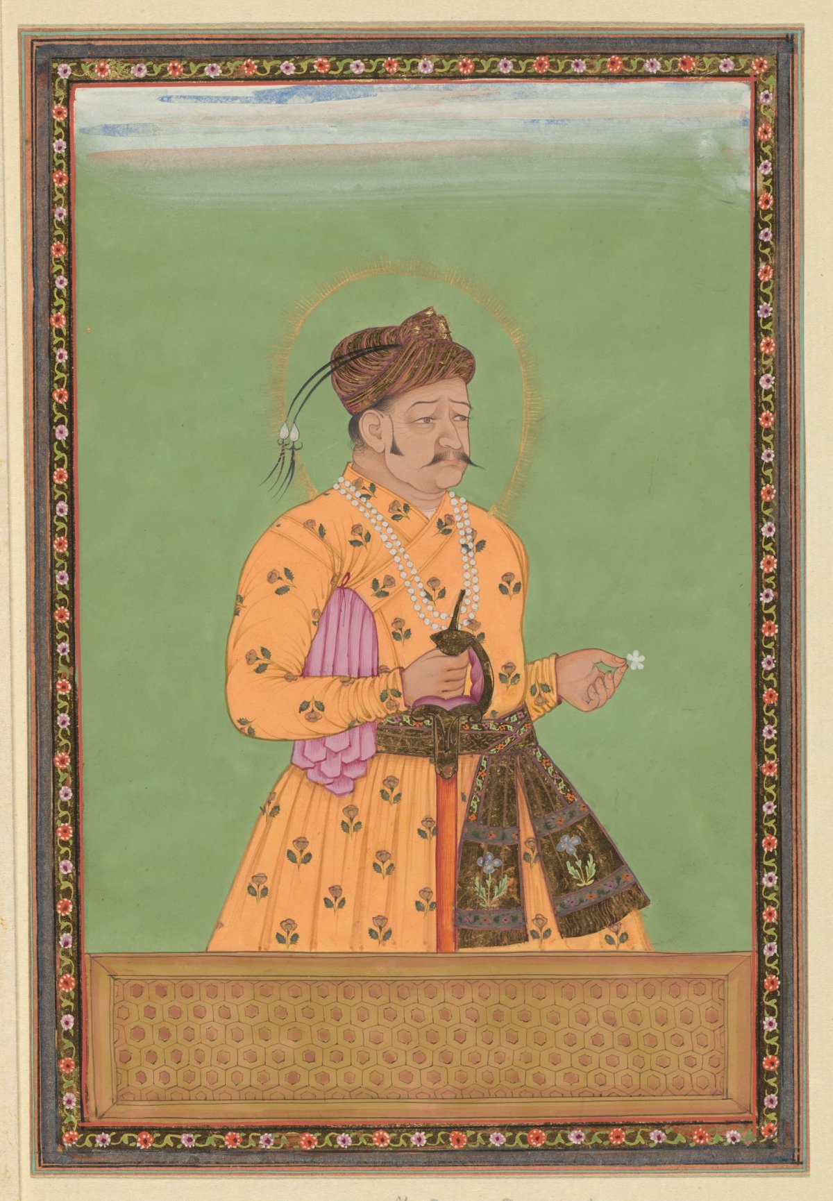 Portrait of Akbar Padshah, the son of Humayun, who ruled after his father in Hindustan, anonymous, c. 1686