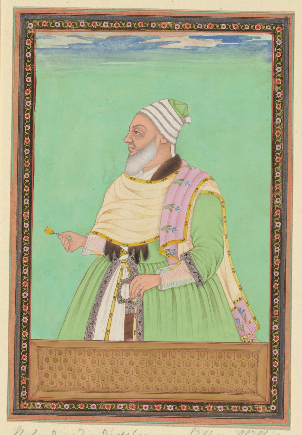 Portrait of Shah Raju, the spiritual director (pir) of Sultan Abul Hasan, anonymous, c. 1686