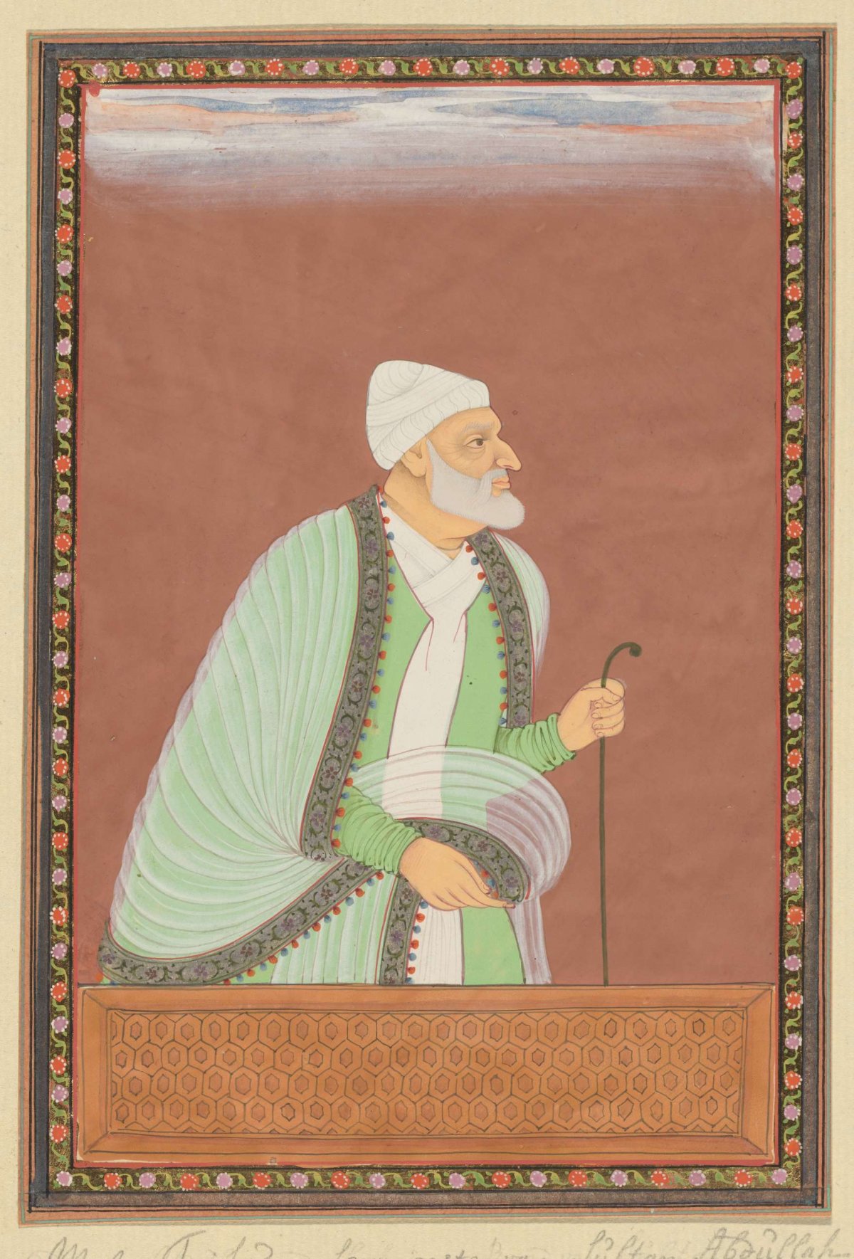 Portrait of Mulla Tayfur, who was the teacher (ustad) of Sultan Abdullah, anonymous, c. 1686