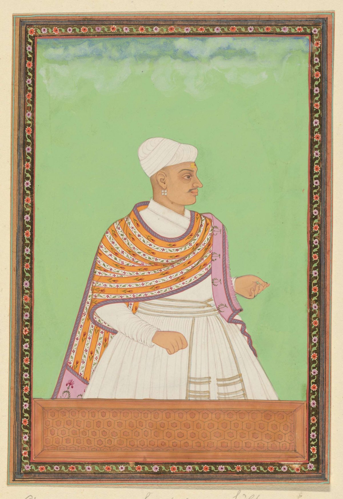 Portrait of Akanna Pandit, king's chief scribe (shahnawis-i kull) in the domain of Sultan Abul Hasan, anonymous, c. 1686