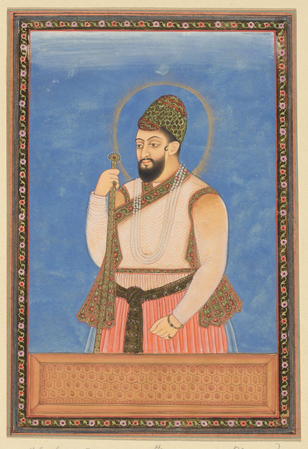 Portrait of Ibrahim Adil-shah, who was the first ruler of Bijapur, anonymous, c. 1686