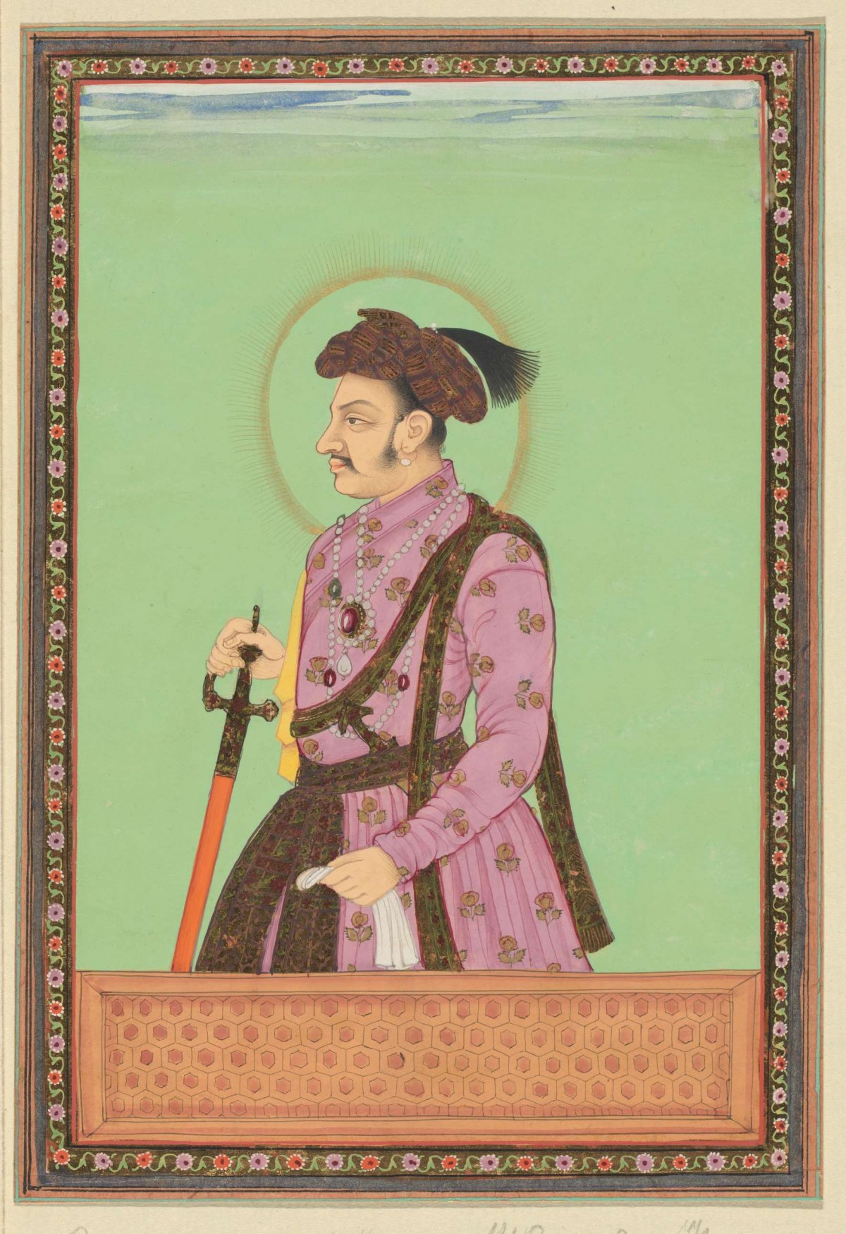 Portrait of Jihangir Padshah, the son of Humayun, who ruled after his father in Hindustan, anonymous, c. 1686
